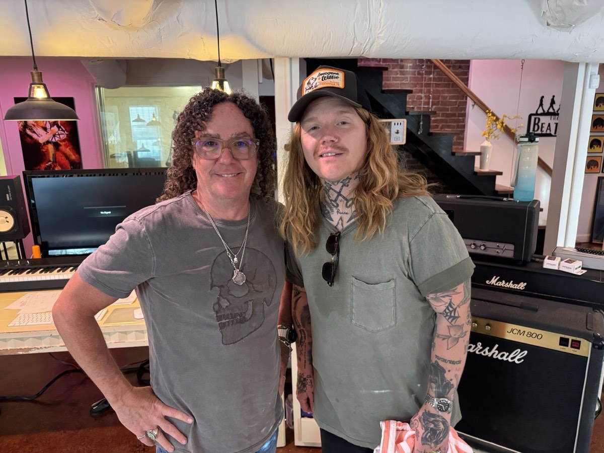 Aaron Gillespie of Underoath in the studio